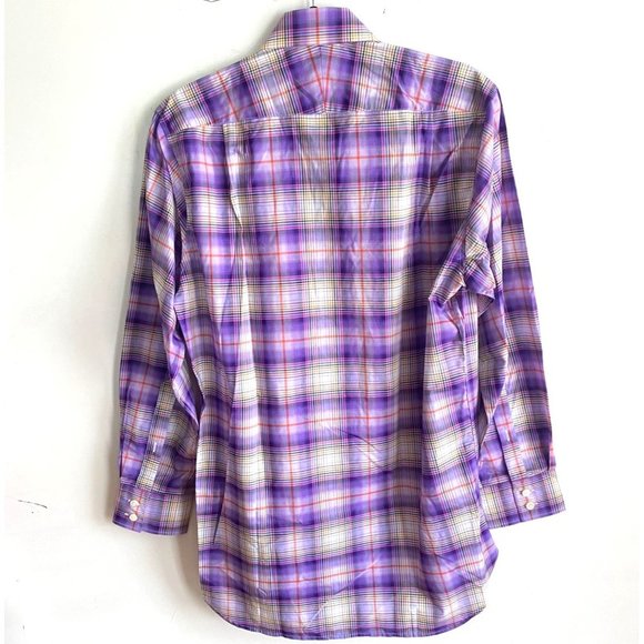 Seaward & Stearn button dress shirt sz M‎ medium mens purple plaid $225 - Picture 7 of 10